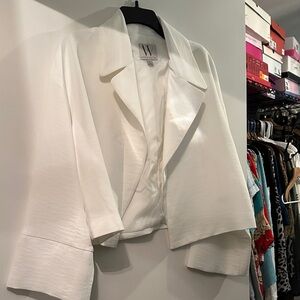 W by Worth Ivory Cropped Draped Collar Blazer